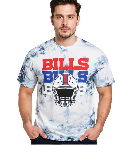 RE:COVERED X NFL Buffalo Bills - Camiseta de hombre con logo estampado, cuello redondo de algodón, RCNFL1385 Azul/Blanco