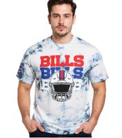 RE:COVERED X NFL Buffalo Bills Men's T-Shirt with Logo Print, Cotton Crew Neck, RCNFL1385 Blue/White