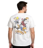 RE:COVERED X LOONEY TUNES Men's T-Shirt with Basketball Print, Cotton Crew Neck, RCWARN750, Ecru-White
