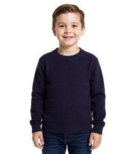 Maglione e sciarpa in maglia a nido d'ape per bambini, in cotone sostenibile, autunno 976702, blu