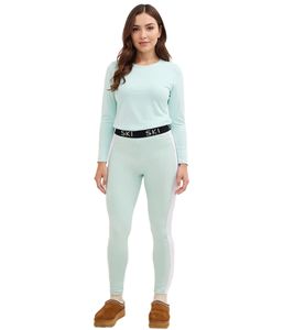 Leggings termici da donna in morbido tessuto super elasticizzato, leggings da sci 951614, verde menta