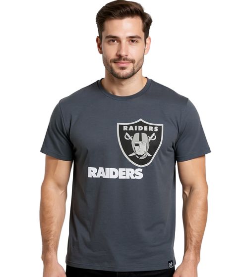 Camiseta RE:COVERED X NFL para hombre, cuello redondo de algodón con el logotipo de los Raiders de Las Vegas, RCNFL1317G, gris