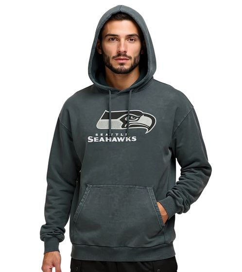 Felpa con cappuccio da uomo RE:COVERED X NFL Seattle Seahawks con logo, felpa in cotone RCNFL1318J grigia