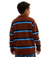 Maglione lavorato a maglia per bambini, colletto a camicia da rugby, maglione autunnale 961675, marrone/blu