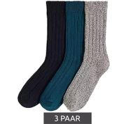 3 Paar Kinder Baumwoll-Socken Jungen und Mädchen Strick-Socken 951045 Blau/Türkis/Grau