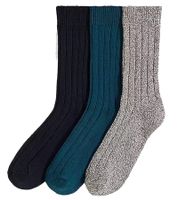 3 Paar Kinder Baumwoll-Socken Jungen und Mädchen Strick-Socken 951045 Blau/Türkis/Grau