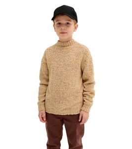 Pull enfant en maille bouclée, col montant, garçon, automne, 945781, beige Pull enfant en maille bouclée, col montant, garçon, automne, 945781, beige
