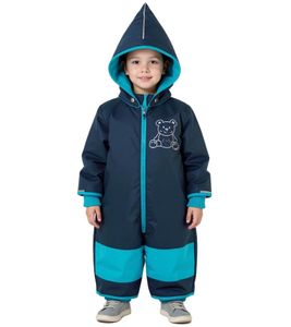 Jumpsuit Toddler Overall Rain Suit with Hood and Zipper Baby Suit 913881 Blue