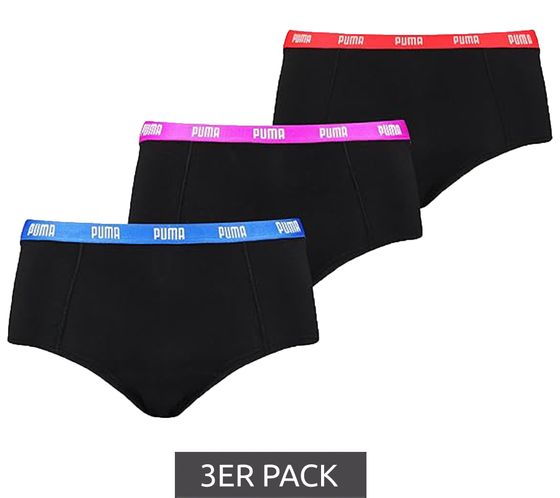 Lot de 3 culottes PUMA pour femme, slips en coton, 701224756 001 Noir