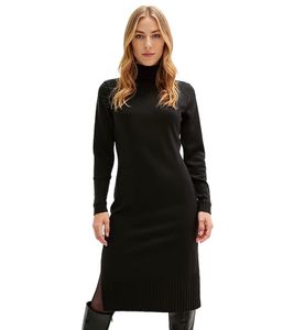 Women's Knit Dress, Mini Dress with Turtleneck, Long-Sleeved Dress, 951077, Black