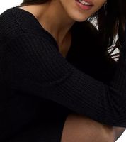 Abito in maglia da donna con scollo a V, miniabito con taglio dritto, abito a maniche lunghe 971974 Nero