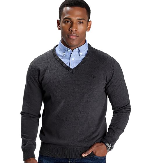DELMAO Men's Sustainable Knit Sweater with Logo Embroidery, Long Sleeve, 46422150 Gray