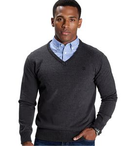 Pull en maille durable DELMAO pour homme avec logo brodé, manches longues, 46422150 Gris