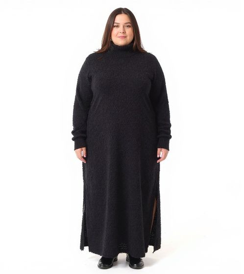 Women's Midi Dress with Turtleneck, Long-Sleeved Knit Dress Large sizes 915602 Black