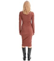 Robe élégante pour femme, col rond, manches longues, marron 961739