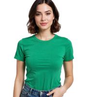Lot de 2 t-shirts AJC pour femme, col rond, coton, manches courtes, 97804453, bleu/vert