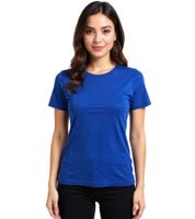 Lot de 2 t-shirts AJC pour femme, col rond, coton, manches courtes, 97804453, bleu/vert