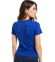 Lot de 2 t-shirts AJC pour femme, col rond, coton, manches courtes, 97804453, bleu/vert