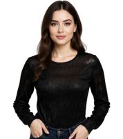 Chemise femme ONLY Maddy à manches longues et manches ajourées 45448040, noire