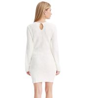 Elegante abito in maglia da donna, abito da lavoro con scollo rotondo, abito a maniche lunghe 955551 Bianco