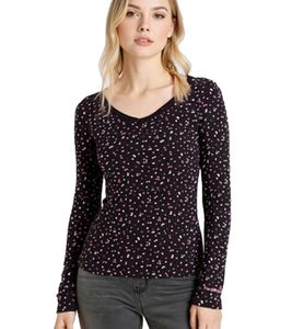 T-shirt KangaROOS à manches longues en coton pour femme, motif confettis (39996969), noir