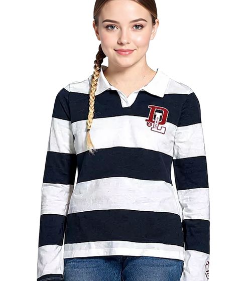 DELMAO Girls' Long-Sleeved Polo Shirt 54289803 Blue/White