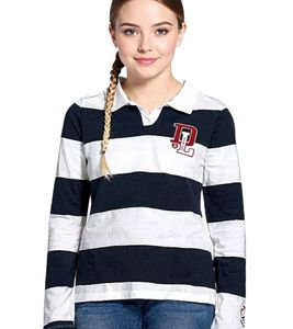 Polo manches longues DELMAO Fille 54289803 Bleu/Blanc Polo manches longues DELMAO Fille 54289803 Bleu/Blanc