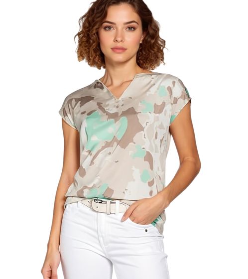 Blusa-Camisa BOYSEN'S para Mujer, Camisa de Manga Corta con Estampado de Camuflaje 10177338 Beige/Verde