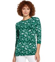 BOYSEN'S Women's Shirt, Fashionable Shirt with 3/4 Sleeves and Floral Print, 42406115 Green