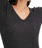 Abito midi a coste da donna, abito a maniche lunghe, abito in maglia sottile, 933773 Grigio