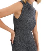 Robe mi-longue scintillante et brillante pour femme, robe en maille côtelée à manches longues, robe en maille à col montant, 954335 Gris