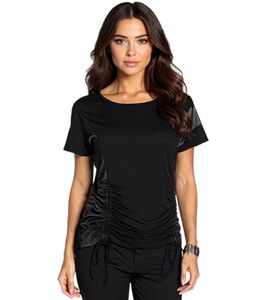 bruno banani Damen T-Shirt mit seitlicher Raffung Sommer-Shirt Party 15333800 Schwarz