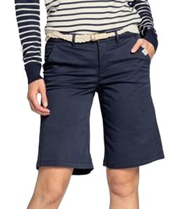 Bermudas chinas DELMAO con cinturón y pernera ancha para mujer, 16741061 Azul