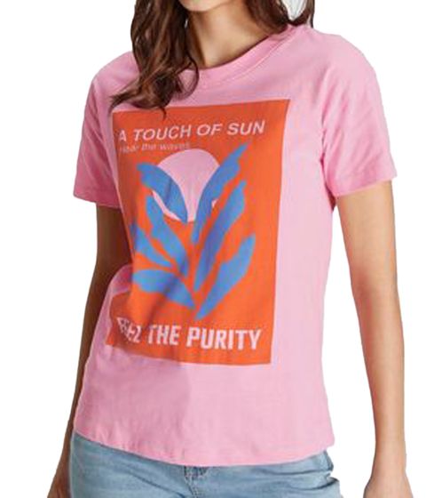 Camiseta AjC para mujer con estampado "A Touch of Sun", manga corta, algodón, verano, 97900444, rosa