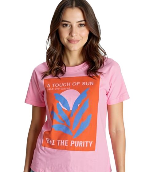 AjC Women's T-Shirt with A Touch of Sun Print, Short-Sleeved Cotton Summer Shirt, 97900444 Pink