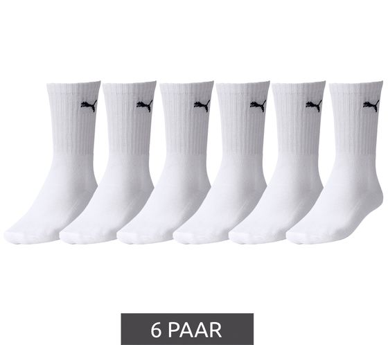 6 paires de chaussettes de sport unies PUMA, chaussettes en coton, chaussettes de tennis, chaussettes longues, 7308 300 Blanc
