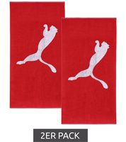 Pack of 2 PUMA Cotton Terry Towels with Large Brand Logo, 50cm x 100cm, 054553 02 Red Pack of 2 PUMA Cotton Terry Towels with Large Brand Logo, 50cm x 100cm, 054553 02 Red
