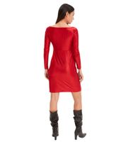 Elegant women's jersey dress with metallic effect, evening dress with long sleeves, 922945 Red
