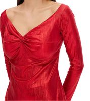 Elegant women's jersey dress with metallic effect, evening dress with long sleeves, 922945 Red