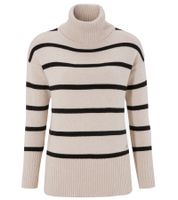 Tamaris Women's Oversized Knit Sweater with Large Turtleneck 25643142 Beige/Black Tamaris Women's Oversized Knit Sweater with Large Turtleneck 25643142 Beige/Black