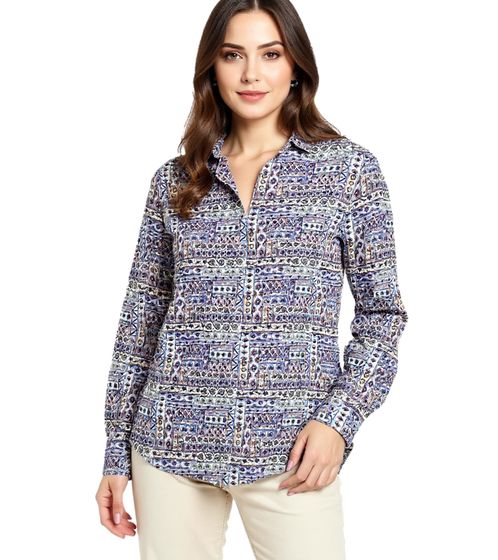 BOYSEN'S Women's V-Neck Blouse-Shirt, Long-Sleeved Summer Tunic, 81925947, Multicolored