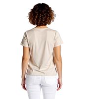 BOYSEN'S Women's Blouse-Shirt, Timeless Short-Sleeved Shirt with INSPIRATION Lettering, 37325047, Beige/Pink/Gray