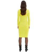 Damen Strick-Kleid mit V-Ausschnitt Midi-Kleid 970677 Gelb