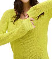 Damen Strick-Kleid mit V-Ausschnitt Midi-Kleid 970677 Gelb