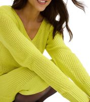 Damen Strick-Kleid mit V-Ausschnitt Midi-Kleid 970677 Gelb