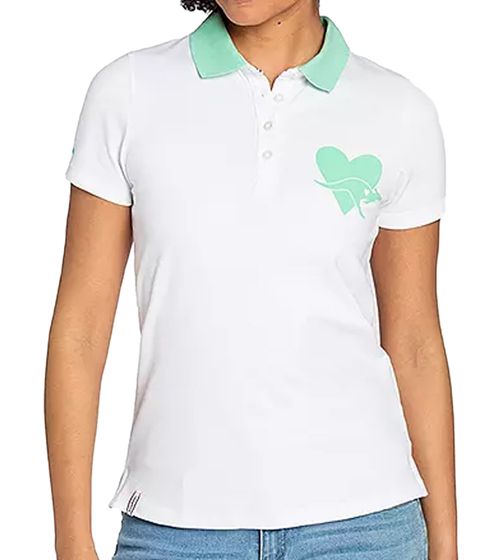 Polo KangaROOS en coton pour femme, manches courtes en piqué bicolore, 68859808, blanc