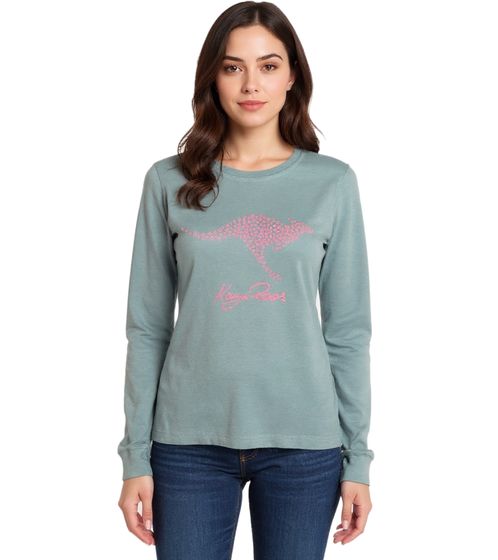 KangaROOS Damen Sweatshirt mit großem Frontlogo Baumwoll-Pullover 23806817 Grau-Blau