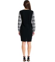 Abito in maglia a quadri da donna, miniabito a maniche lunghe, 975864 Nero/Bianco