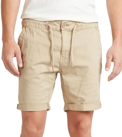 BLEND Herren Baumwoll-Shorts kurze Bermuda mit Krempelsaum und Gummibund 20716624 161104 Beige