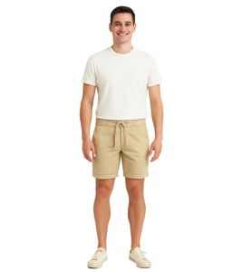 BLEND Herren Baumwoll-Shorts kurze Bermuda mit Krempelsaum und Gummibund 20716624 161104 Beige BLEND Herren Baumwoll-Shorts kurze Bermuda mit Krempelsaum und Gummibund 20716624 161104 Beige